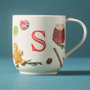 ANTHROPOLOGIE Holifaye Stoneware Monogram Mug “S”